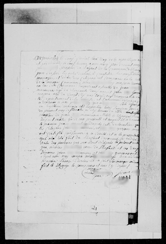 Acte de naissance J... 1797 — scan original, noms de famille masqués