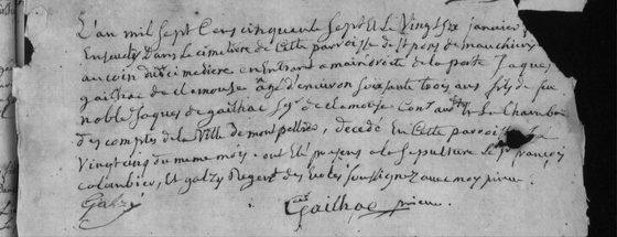 Acte de sépulture de 1757, Saint-Pons-de-Mauchiens — scan original